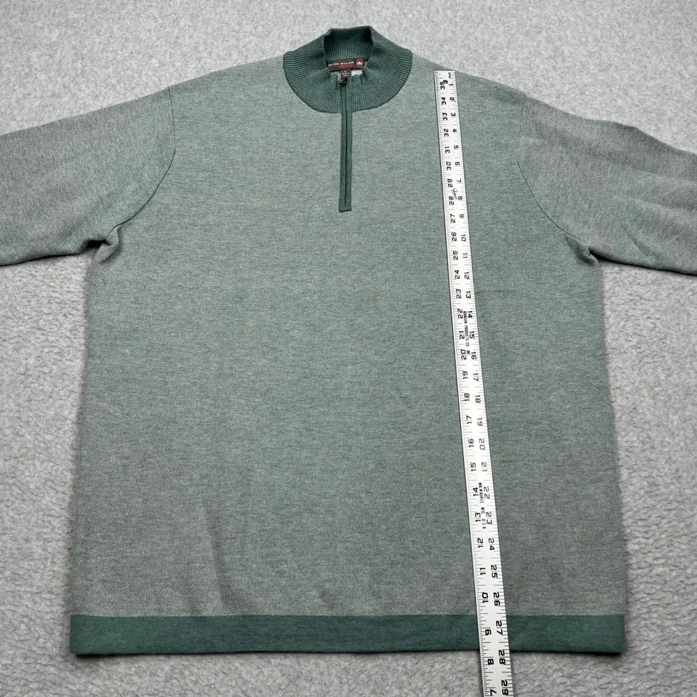 Peter Millar Sweater Mens Large Green 1/4 Zip Pullover Golf Crown Sport MF16ES04